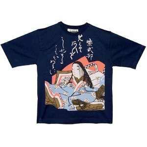 レディス　和柄Ｔシャツ　紫式部　ネイビー