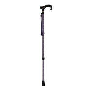 アルミ製花柄杖（房付き） 日本製 長さ9段階調節可 アルミ (歩行補助用品/介護用品) パープル(紫)