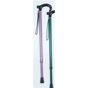 杖/アルミ製カラー杖（房付き）(1) 日本製 長さ9段階調節可 アルミ (歩行補助用品/介護用品) パープル(紫)
