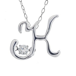 ダンシングストーン K18WG・天然ダイヤモンドシリーズイニシャル「Ｋ」ペンダント/ネックレス