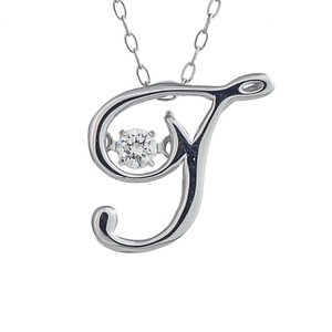 ダンシングストーン K18WG・天然ダイヤモンドシリーズイニシャル「Ｔ」ペンダント/ネックレス