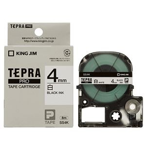 （まとめ） キングジム テプラ PRO テープカートリッジ 4mm 白／黒文字 SS4K 1個 【×5セット】