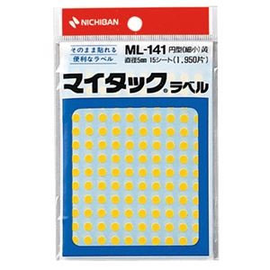 (まとめ) ニチバン マイタック カラーラベル 円型 直径5mm 黄 ML-1412 1パック(1950片：130片×15シート) 【×30セット】