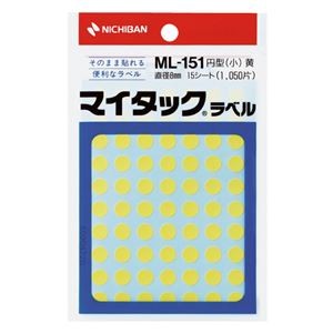 (まとめ) ニチバン マイタック カラーラベル 円型 直径8mm 黄 ML-1512 1パック(1050片：70片×15シート) 【×30セット】