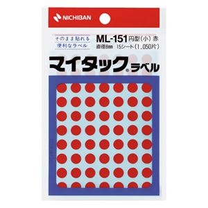 (まとめ) ニチバン マイタック カラーラベル 円型 直径8mm 赤 ML-1511 1パック(1050片：70片×15シート) 【×30セット】