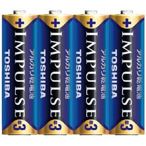(まとめ）東芝 インパルス アルカリ乾電池 単3 4個パック【×10セット】