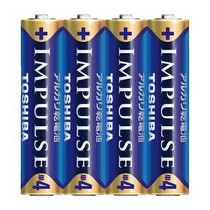 (まとめ）東芝 インパルス アルカリ乾電池 単4 4個パック【×10セット】