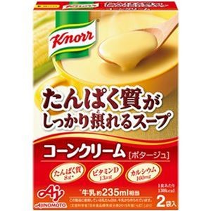 （まとめ）味の素 クノールたんぱく質がしっかり摂れるスープ コーンクリーム 29.2g/袋 1パック（2袋）【×50セット】