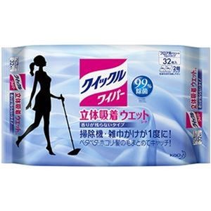 （まとめ）花王 クイックルワイパー立体吸着ウエットシート 1パック（32枚）【×10セット】