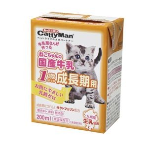 〔まとめ〕 キャットフード ペットフード キャティーマン ねこちゃんの国産牛乳 1歳までの成長期用 200ml 24セット 猫用品【代引不可】