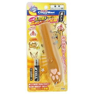 （まとめ）キャティーマンじゃれ猫 LEDニャンだろ～？！光線 茶トラ【×6セット】