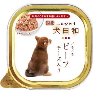 〔まとめ〕 ドッグフード ペットフード 犬日和トレイ ビーフ チーズ入り 100g 24セット 日本製 ドックフード ペット用品【代引不可】