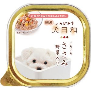 〔まとめ〕 ドッグフード ペットフード 犬日和トレイ ささみ 野菜入り 100g 24セット 日本製 ドックフード ペット用品【代引不可】