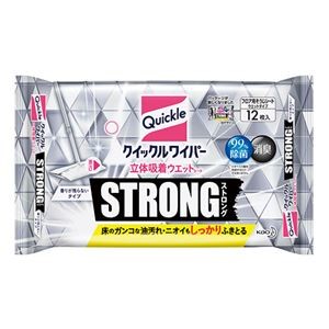 （まとめ） 花王 クイックルワイパー 立体吸着ウエットシート ストロング12枚 【×5セット】