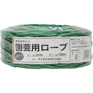 (まとめ) ダイオ化成 園芸用ロープ 緑 太さ2mm×長さ100m 261357 1巻 【×5セット】