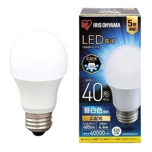 アイリスオーヤマ LED電球40W E26 広配光 昼白色 4個セット