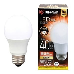 アイリスオーヤマ LED電球40W E26 広配光 電球色 4個セット