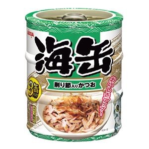 【まとめ】海缶ミニ3P 削り節入りかつお 180g(60g×3缶)［猫用フード］【×24セット】