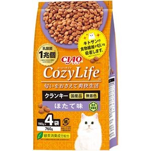 （まとめ） CIAO CozyLife クランキー ほたて味 760g（190g×4袋） （ペットフード・猫用） 【×3セット】