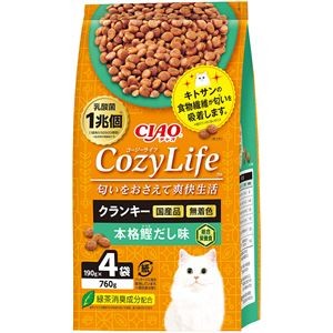 （まとめ） CIAO CozyLife クランキー 本格鰹だし味 760g（190g×4袋） （ペットフード・猫用） 【×3セット】