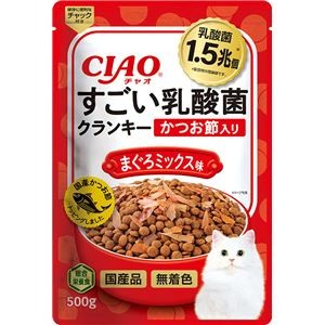 （まとめ） CIAO すごい乳酸菌クランキー かつお節入り まぐろミックス味 500g （ペットフード・猫用） 【×5セット】