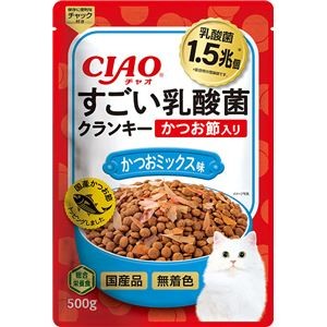 （まとめ） CIAO すごい乳酸菌クランキー かつお節入り かつおミックス味 500g （ペットフード・猫用） 【×5セット】