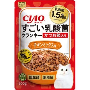 （まとめ） CIAO すごい乳酸菌クランキー かつお節入り チキンミックス味 500g （ペットフード・猫用） 【×5セット】