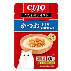 （まとめ） CIAO こだわりテイスト かつお ささみ・おかか入り 30g （ペットフード・猫用） 【×24セット】