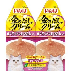 （まとめ） いなば 金のだしクリーム まぐろ・かつお ささみ入り 60g （30g×2） （ペットフード・猫用） 【×24セット】