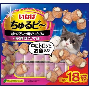 （まとめ） いなば ちゅるビ～ まぐろと焼ささみほたて味 10g×18袋 （ペットフード・猫用） 【×4セット】