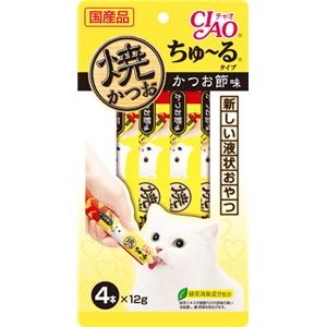 （まとめ） CIAO 焼かつおちゅ～るタイプ かつお節味 12g×4本 （ペットフード・猫用） 【×10セット】