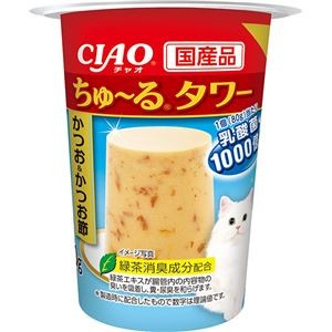 （まとめ） CIAO ちゅ～るタワー かつお＆かつお節 80g （ペットフード・猫用） 【×8セット】