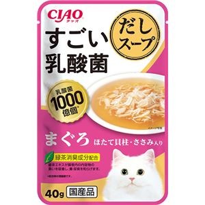 （まとめ） CIAO すごい乳酸菌だしスープ まぐろ ほたて貝柱・ささみ入り 40g （ペットフード・猫用） 【×24セット】