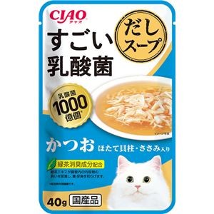 （まとめ） CIAO すごい乳酸菌だしスープ かつお ほたて貝柱・ささみ入り 40g （ペットフード・猫用） 【×24セット】