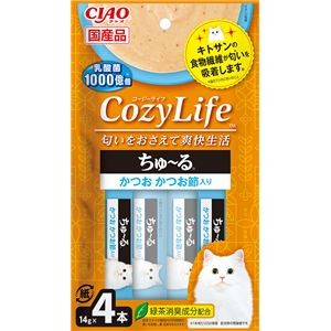 （まとめ） CIAO CozyLifeちゅ～る かつお かつお節入り 14g×4本 （ペットフード・猫用） 【×10セット】