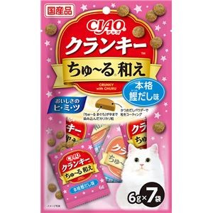 （まとめ） CIAO クランキー ちゅ～る和え 本格鰹だし味 6g×7袋 （ペットフード・猫用） 【×10セット】