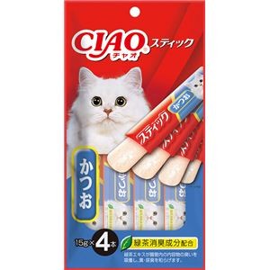 （まとめ） CIAO スティック かつお 15g×4本 （ペットフード・猫用） 【×10セット】