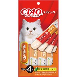 （まとめ） CIAO スティック ささみ 15g×4本 （ペットフード・猫用） 【×10セット】