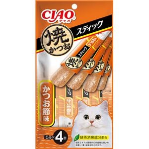 （まとめ） CIAO 焼スティック 焼かつお かつお節味 15g×4本 （ペットフード・猫用） 【×10セット】