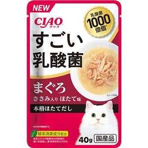 （まとめ） CIAO すごい乳酸菌パウチ まぐろ ささみ入り ほたて味 40g （ペットフード・猫用） 【×24セット】