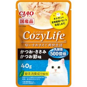 （まとめ） CIAO CozyLifeパウチ かつお・ささみ かつお節味 40g （ペットフード・猫用） 【×24セット】