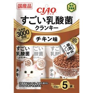 （まとめ） CIAO すごい乳酸菌クランキー チキン味 22g×5袋 （ペットフード・猫用） 【×10セット】