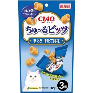 （まとめ） CIAO ちゅ～るビッツ まぐろ ほたて貝柱入り 12g×3袋 （ペットフード・猫用） 【×10セット】