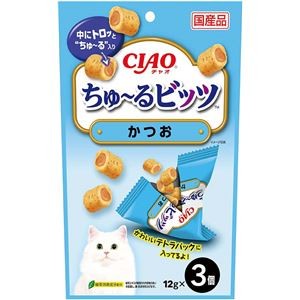 （まとめ） CIAO ちゅ～るビッツ かつお 12g×3袋 （ペットフード・猫用） 【×10セット】