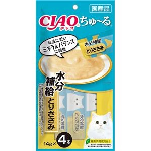 （まとめ） CIAO ちゅ～る 水分補給 とりささみ 14g×4本 （ペットフード・猫用） 【×10セット】