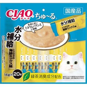 （まとめ） CIAO ちゅ～る 水分補給 とりささみ 海鮮ミックス味 14g×20本 （ペットフード・猫用） 【×4セット】