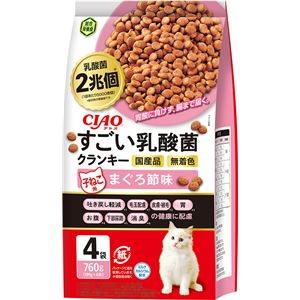 （まとめ） CIAO すごい乳酸菌クランキー 子ねこ用 まぐろ節味 760g（190g×4袋） （ペットフード・猫用） 【×3セット】