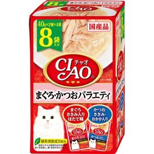 （まとめ） CIAO パウチ まぐろ・かつおバラエティ 40g×8袋 （ペットフード・猫用） 【×5セット】