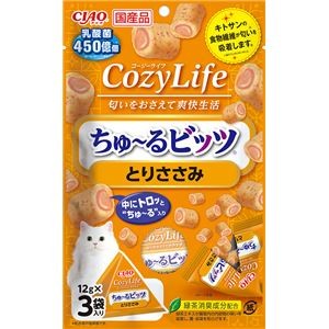 （まとめ） CIAO CozyLifeちゅ～るビッツ とりささみ 12g×3袋 （ペットフード・猫用） 【×10セット】