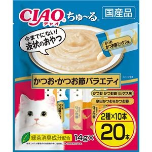 （まとめ） CIAO ちゅ～る かつお・かつお節バラエティ 14g×20本 （ペットフード・猫用） 【×4セット】